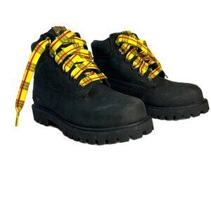 Brand: Timberland Size: 9 Toddler Color: Black with Yellow/Red Plaid Accents
